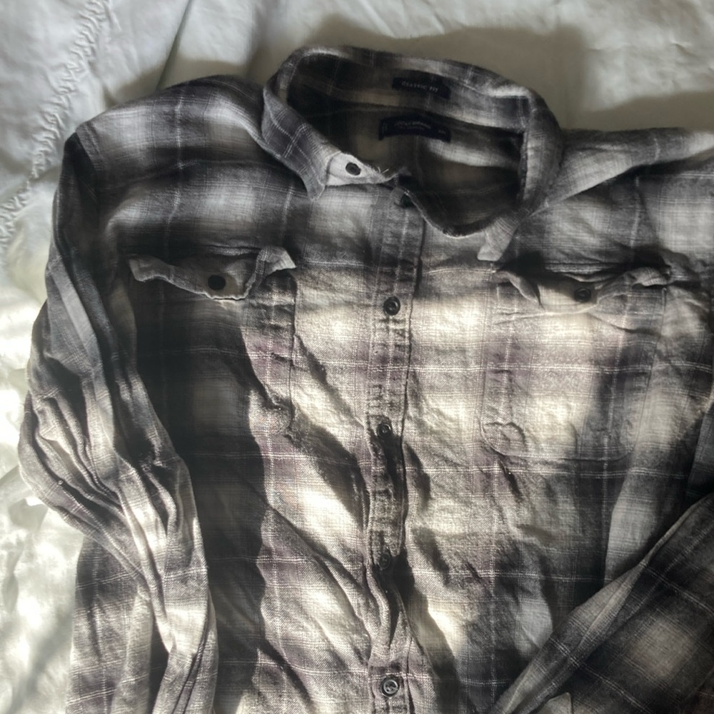 Black and Gray Casual Button Down Shirt
